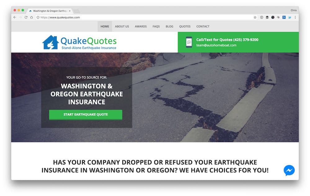 earthquake insurance in washington and oregon