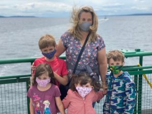 Laura and grandkids on ferry