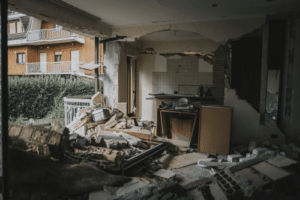 House damage from earthquake